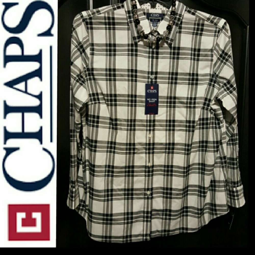 PLUS SIZE CHAPS NO- IRON SHIRT, WOMENS